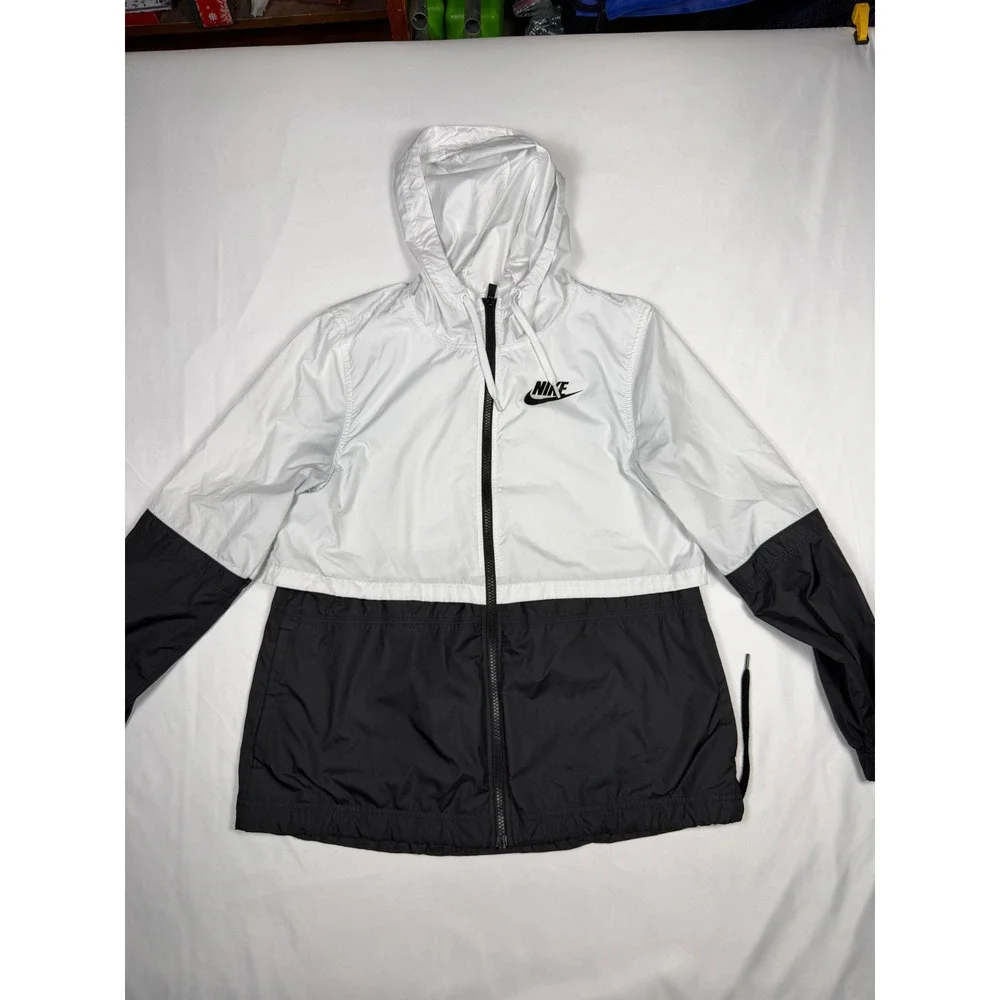 Nike Sportswear‎ Windrunner Full Zip Jacket White Black Women xs small stains